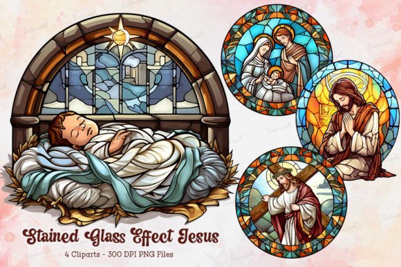 Beautiful Stained Glass Effect Jesus Crafts