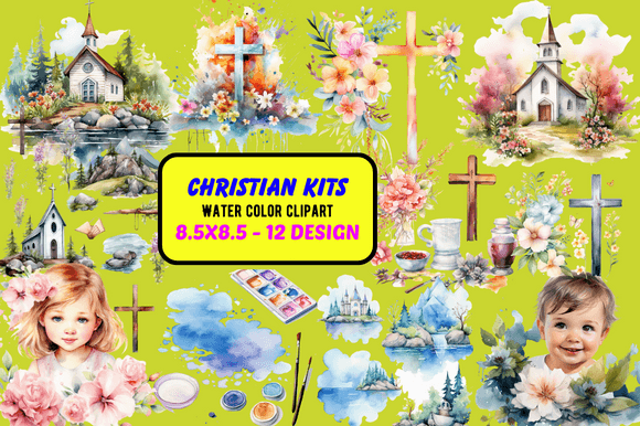 Christian Kits Clipart Watercolor