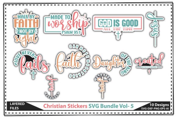 Christian Stickers SVG Bundle Vol- 5 Crafts Review