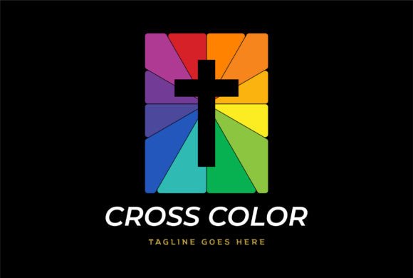 Colorful Holy Jesus Cross Christian Logos