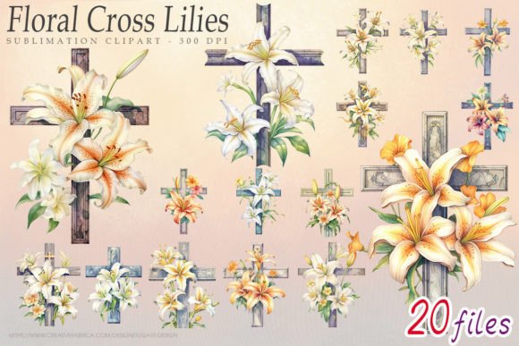 Cross Floral Lily Watercolor Christian Crafts