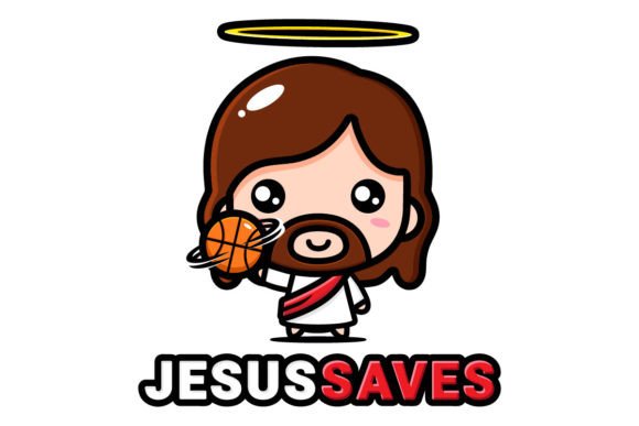 Cute Jesus Saves Basketball Design