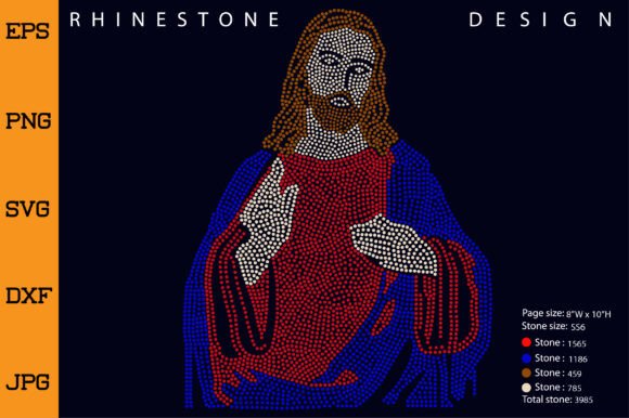 Heart of Jesus Rhinestone Template for Crafts
