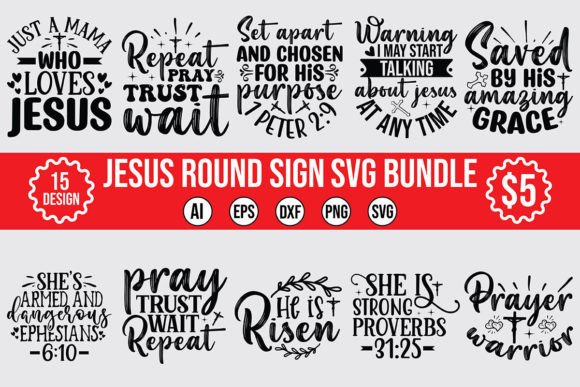 Jesus Round Sign SVG Design Bundle for Crafts