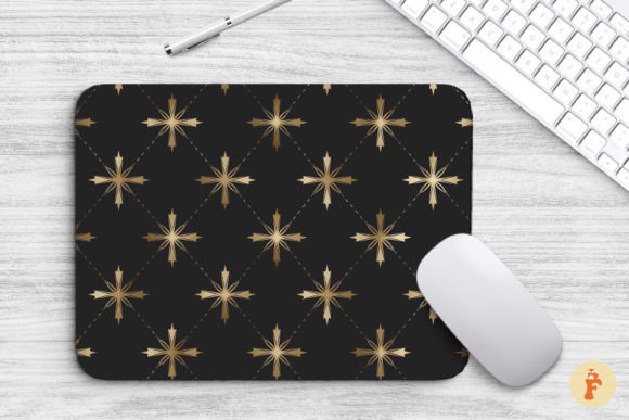 Mouse Pad Golden Jesus Cross Pattern and Patterns