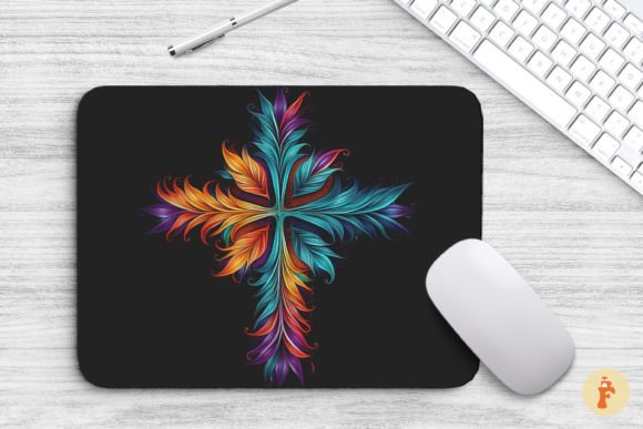 Mouse Pad Vibrant Christian Cross and Backgrounds