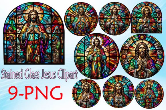 Stained Glass Jesus Clipart Bundle and Illustrations
