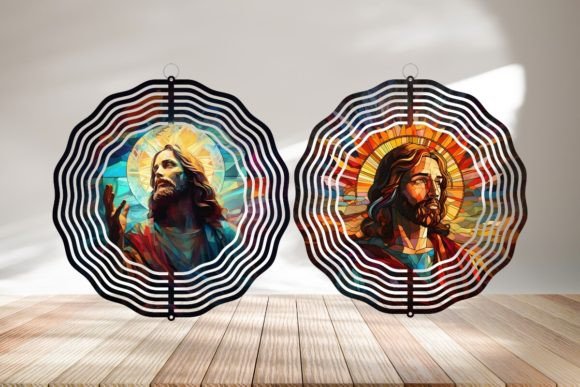 Wind Spinner Stained Glass Jesus PNG: Graphic Templates Review